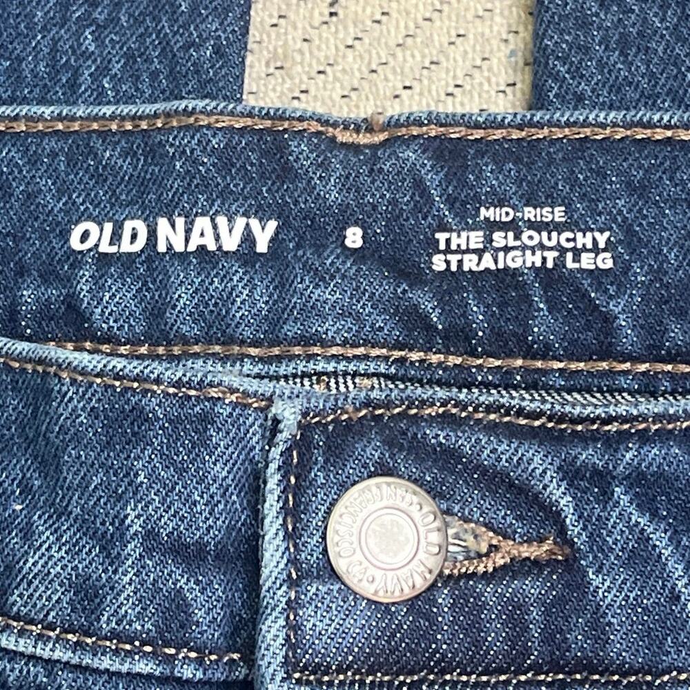 Old Navy Mid-Rise The Slouchy Straight Leg Marin blue jeans, size 8, NWT - Picture 4 of 15